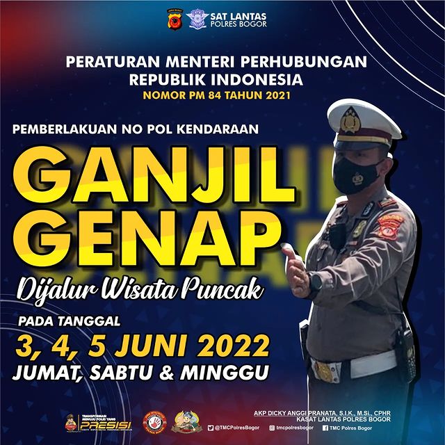 ganjil genap puncak 3-4-5 Juni 2022